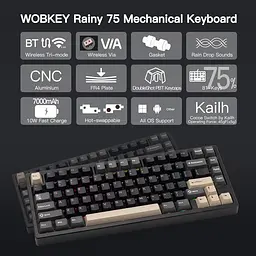Ігрова механічна клавіатура WOBKEY RAINY 75 PRO / Три режими підключення / Kailh Cocoa Switches / Black - мініатюра 2