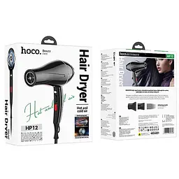 Фен для волосся Hoco HP12 Hot and cold air (1450W) Black - мініатюра 6