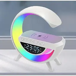 Світильник з бездротовою зарядкою для телефону BT-3401 Bluetooth FM RGB Білий - мініатюра 7