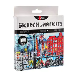 Набір маркерів Santi двосторонніх sketch, 18 шт. (390527)