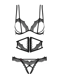 Комплект білизни Obsessive Bravelle L/XL чорний - мініатюра 5