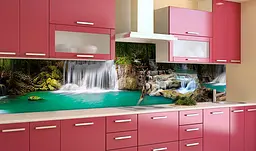 Кухонний фартух Лісовий Водоспад вінілова наклейка для кухні ПВХ Природа Зелений 65х250 см Happy Pocket Z181390 - мініатюра 2