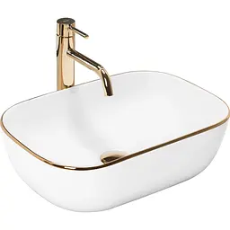 Умивальник Rea Belinda gold edge накладний білий/золотий REA-U8736, Білий