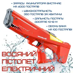 Водний бластер на акумуляторі дитячий водяний пістолет акула червоний Combuy det0018996 - мініатюра 2