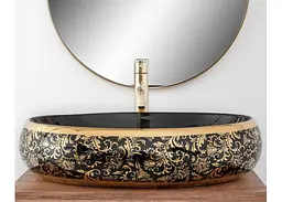 Умивальник Rea Meryl 60x40,5 black-gold (REA-U8811), Глянцева - мініатюра 5