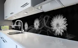 Кухонний фартух Жоржини в вініловому диму для кухні 65х250 см абстракція Чорний Happy Pocket Z182433 - мініатюра 5