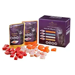 Упаковка-мультибокс паучів для котів із різними смаками Nuevo Adult Pouch Multipack 8*85 г