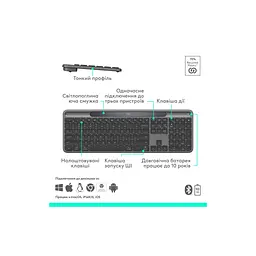 Клавіатура Logitech Slim Solar+ Bluetooth Graphite (920-013764) - мініатюра 8