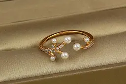 Кільце Xuping Jewelry війки з перлинками р 18 розсувне золотисте