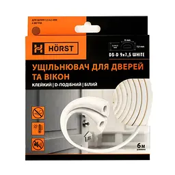 Ущільнювач для дверей клейкий D-подібний 6 м HORST білий (DS-D 9x7,5 WHITE) - мініатюра 11