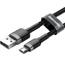 Кабель Baseus cafule Cable USB For Micro 2.4 A 0.5 M Gray Black (CAMKLF-AG1) - мініатюра 3