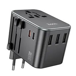 Мережевий зарядний пристрій Hoco AC19 3 USB/2 Type-C PD 35W чорний