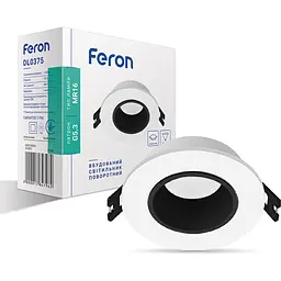 Світильник точковий Feron DL0375 MR16 G5.3 пластик біло-чорний круг поворотний (1784)