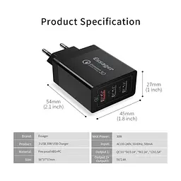 Зарядное устройство для Essager ECTQC3-FBB01 - миниатюра 2