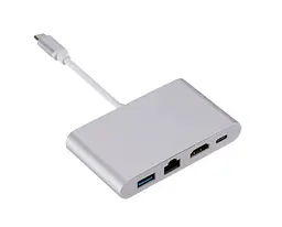 Адаптер Dynamode USB3.1 Type-C to 1хHDMI, 1хRJ-45, 1хUSB 3.0, 1хUSB Type-C Female, р.до 4K 3840x2160