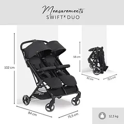 Прогулянкова коляска для двійні Hauck Swift X Duo Black, чорна (50004-0) - мініатюра 4