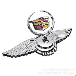 Емблема приціл Cadillac орлині крила метал Хром 215х70х72 мм на скотчі (Завод)