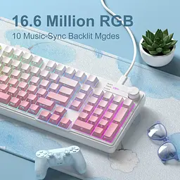 Клавіатура MageGee GK960 RGB (6971969729049) White/Pink (G-000004396) - мініатюра 3