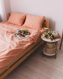 Постільна білизна євро Dushka Home Варена бавовна 20506 200х220 см персикова - мініатюра 4