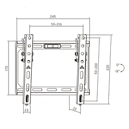 Кронштейн для ТВ AGN AGN43-220T з нахилом/23"-43"/45 кг/max.VESA 200x200/Чорний - мініатюра 5