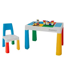 Комплект Poppet Столик Color Blue 5 в 1 + Стілець + Подушка на стілець + Набір фломастерів (PP-002B-G) - мініатюра 2
