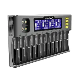 Зарядний пристрій для акумуляторів Liitokala 12 Slots+2, Ni-Mh/Li-ion/LiFePo4/Крона, LED+LCD (Lii-S12) - мініатюра 2
