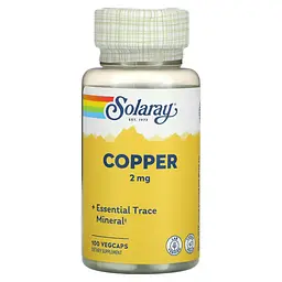 Вітаміни та мінерали Solaray Copper 2 mg, 100 капсул