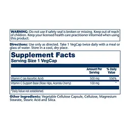 Вітаміни Solaray Vitamin C with Rose Hips Acerola Timed Release 500 мг 100 капсул - мініатюра 2
