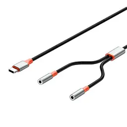 Адаптер XO NB-R269B Couple Cable Type-c to Dual 3.5 Female Adapter 1.2 м Чорний - мініатюра 2