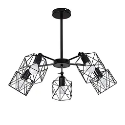 Люстра стельова Levistella 752F101-5 BK, E27, 5 плафонов, чорний метал, сучасний стиль, 600 мм