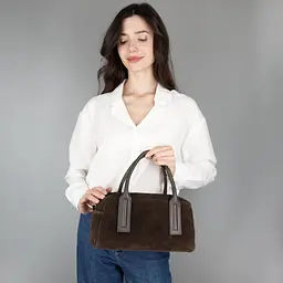 Сумка жіноча замшева Virginia Conti 03972 з ручками шоколадна - мініатюра 2
