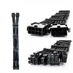 Набор кабелей для блока питания QUBE 1*24P MB, 2*4+4P CPU,2*6+2P VGA Black - миниатюра 2