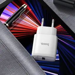 Мережевний зарядний пристрій Hoco C140A Smart QC3.0 18W 1USB-A + кабель USB to MicroUSB White - мініатюра 4