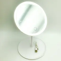 Дзеркало з Led підсвічуванням від USB кругле косметичне для макіяжу регулювання та яскравості світіння UKC 809 білий - мініатюра 3