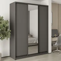 Шафа-купе тридверна MebelStar Комбо BG 2ДСП/Дзеркало 180x60x240 см Антрацит (MBS-9618)
