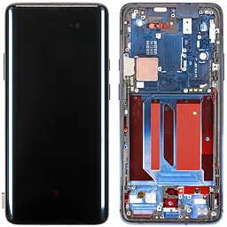 Дисплей OnePlus 7 Pro /7T Pro чорний, Amoled, PRC, з рамкою синього кольору, Nebula Blue