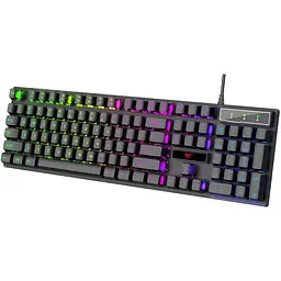 Клавіатура ігрова дротова Havit HV-KB101L RGB мембранна чорна (HV-KB101L) - мініатюра 2