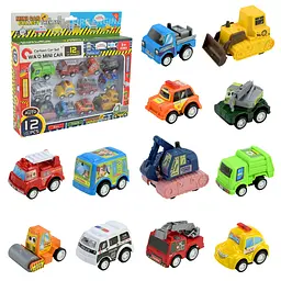 Набір мультяшних іграшкових автомобілів Cartoon Car Set, 12 штук (2030) в асортименті