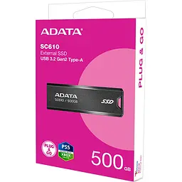 Накопичувач SSD Adata SSD накопичувач 500GB USB3.2 BLACK SC610-500G-CBK/RD (SC610-500G-CBK/RD) - мініатюра 7