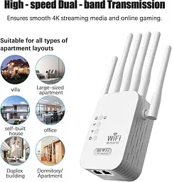 Потужний Wi-Fi ретранслятор 2.4G з 6 антенами / маршрутизатор / підсилювач вай фай сигналу - мініатюра 4