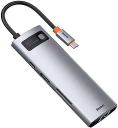 Порт-реплікатор адаптер хаб Baseus Metal Gleam Series 8-in-1 Multifunctional Type-C Dock - мініатюра 3