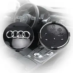 Ковпачки колеса на литі диски Audi D=60 мм посадковий D=59 мм об'ємний логотип Чорні 1 шт