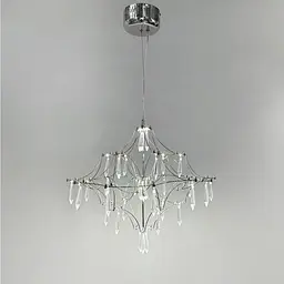 Невагома срібна Led люстра d60 см | Арт. MJ 156-600 CH | Line F - мініатюра 9