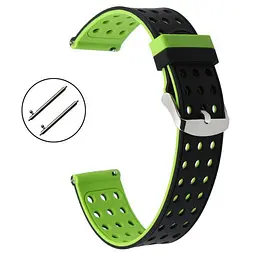Подвійний ремінець Primo з перфорацією для годинника Motorola Moto 360 2nd gen (42 мм) Black Green - мініатюра 2