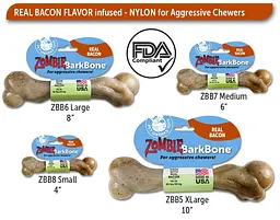 Жувальна кістка для собак Pet Qwerks Zombie Bacon BarkBone з ароматом бекону - мініатюра 3