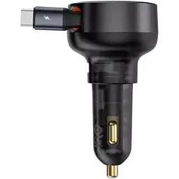 Автомобільний зарядний пристрій Baseus Enjoyment Pro 60W Retractable Black (C00057800111-00) [169692] - мініатюра 2