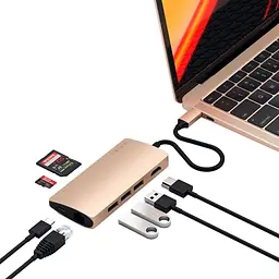 Адаптер Satechi Aluminum Type-C Multi-Port Adapter 4K with Ethernet V2 Gold (ST-TCMA2G) - мініатюра 6