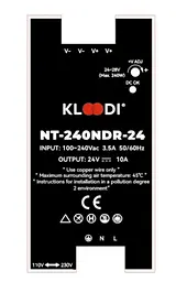 Блок живлення на дінрейку 240W 24V IP20 KLOODI KDPS-NDR 240 24V