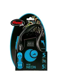 Повідець-рулетка Flexi New Neon для собак що світиться в темряві стрічка S синій - мініатюра 2