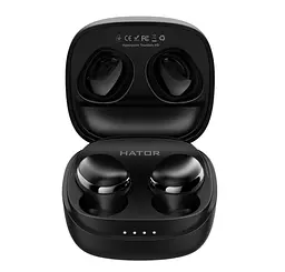 Беспроводные Bluetooth 5.3 наушники с микрофоном HATOR HTA411B TWS Truedots Hyреrpunk HD SyncHUB Black - мініатюра 1